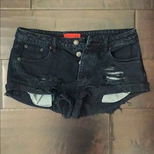 Black jean shorts